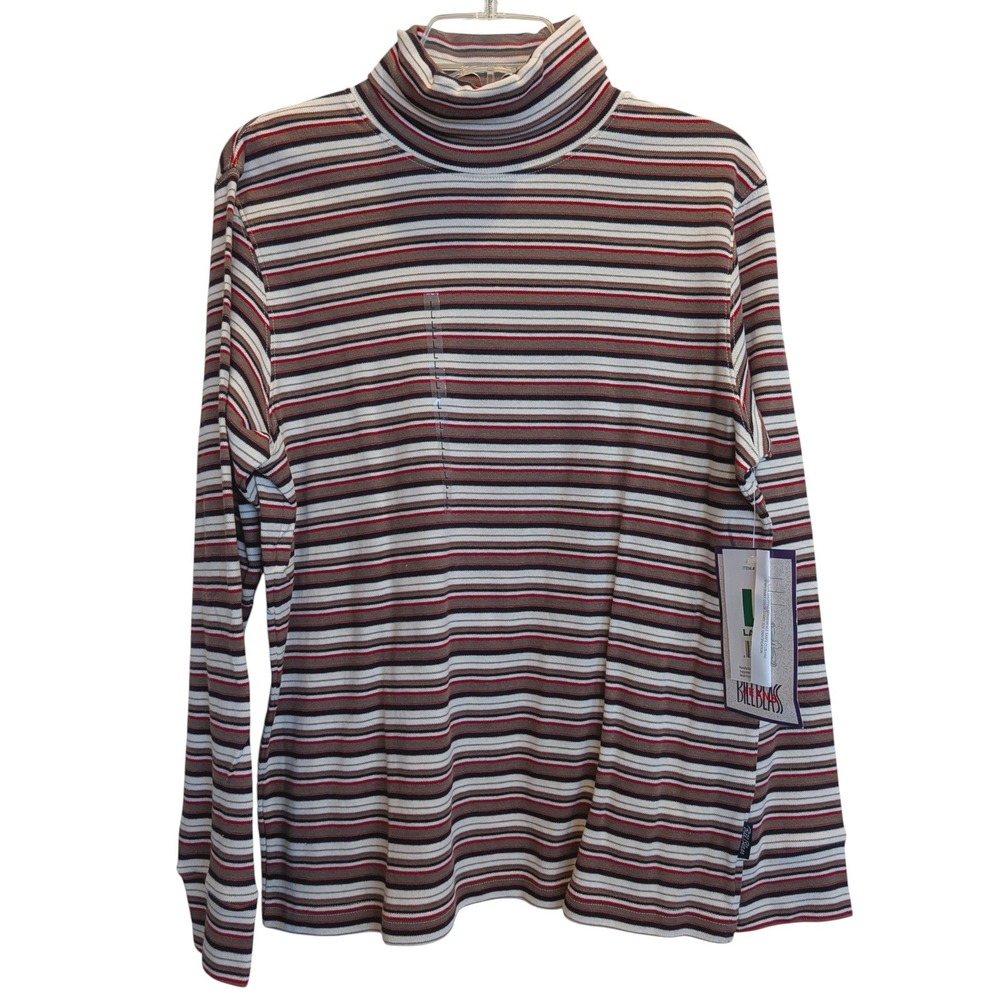 Bill Blass NWT Deadstock Vintage 90s Striped Turtleneck Top